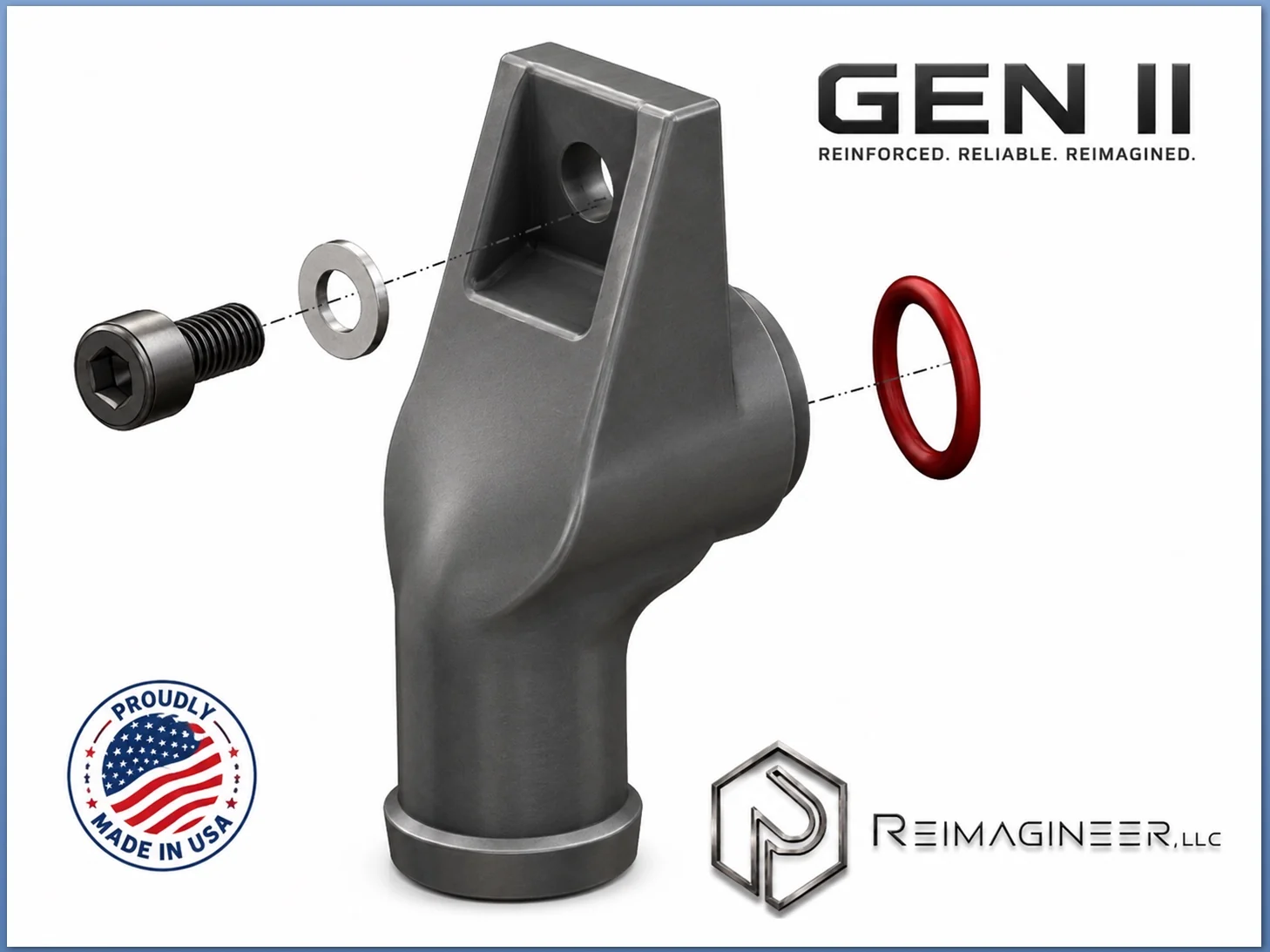 GEN II coolant sleeve elbow kit with fastener, washer, and O-ring